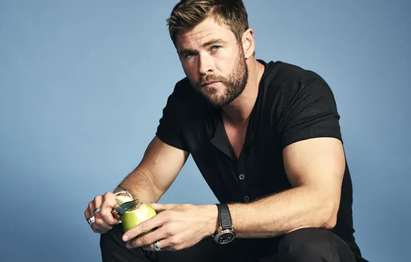 Картинка взгляд, яблоко, мужчина, Chris Hemsworth