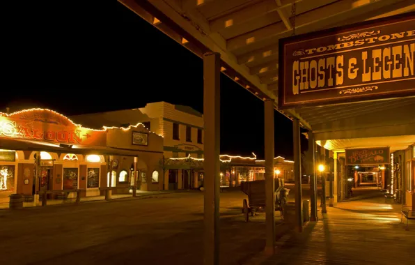 Картинка огни, Аризона, США, главная улица, Тумстоун