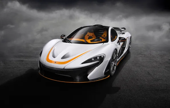 Картинка белый, арт, гиперкар, McLaren P1