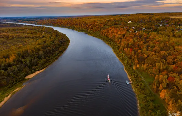 Картинка осень, пейзаж, природа, река, леса, Ока, Тульская область, Илья Гарбузов