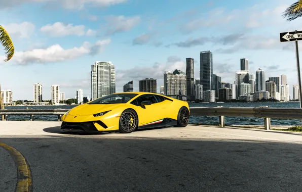 Картинка Lamborghini, City, Yellow, VAG, Performante, Huracan
