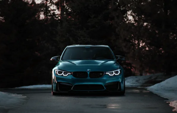 Картинка BMW, Light, Blue, Winter, Front, F80, Sight, Adaptive LED