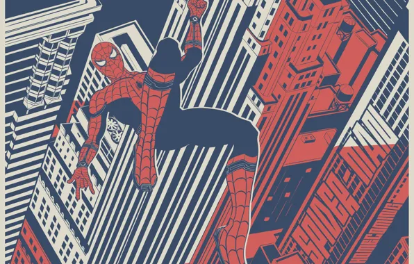 Картинка spider-man, здания, небоскреб, паутина, герой, супергерой, marvel, комикс, марвел, человек паук, пауук