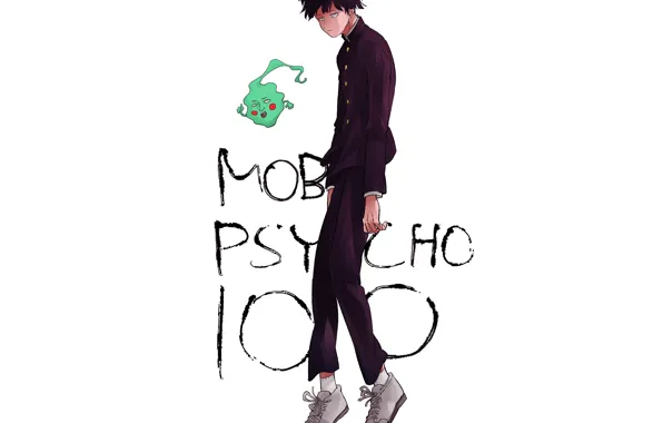 Картинка белый фон, парень, парни, парит, Mob Psycho 100, Кагеяма Шигео, Моб психо 100, Ямачики