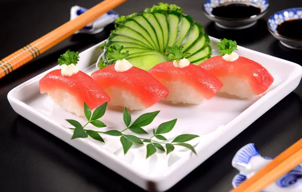 Картинка рыба, суши, сервировка