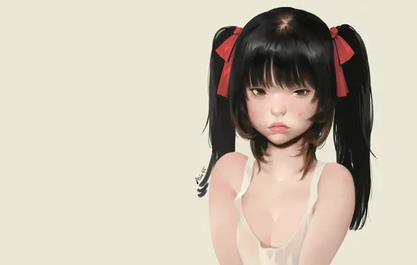 Картинка девушка, аниме, арт, Taejune Kim, Girl with acne, капризка, обидки
