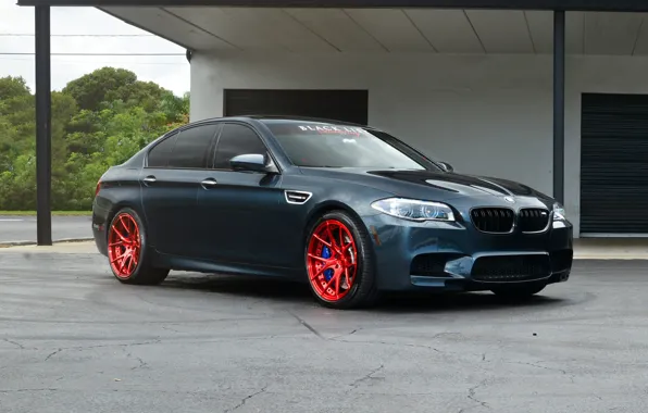Картинка BMW, Red, Grey, F10, Wheels