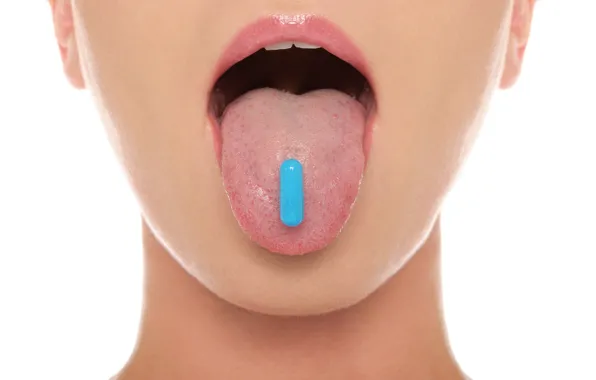 Картинка woman, drug, tongue, pill