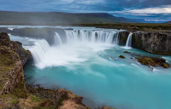 Картинка брызги, поток, Исландия, водопад Годафосс