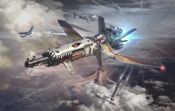 Картинка небо, облака, оружие, аппарат, BGE 2 - Dog Fighter