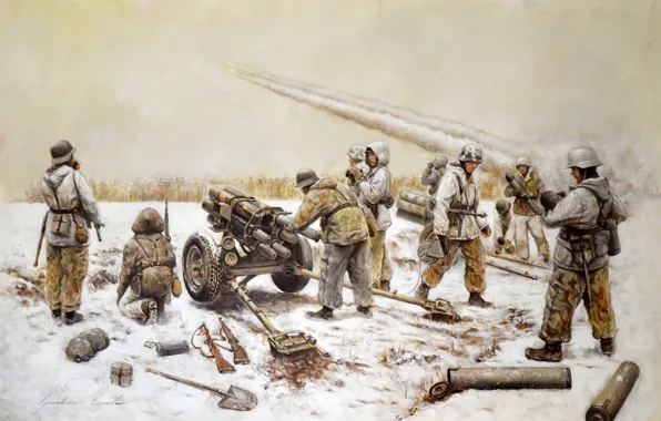 Картинка Германия, рсзо, вермахт, реактивная система залпового огня, Gianluca Capaldo, немецкие артиллеристы, Nebelwerfer 41