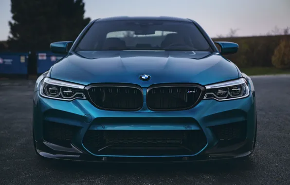 Картинка BMW, Blue, Front, Face, Sight, LED, F90