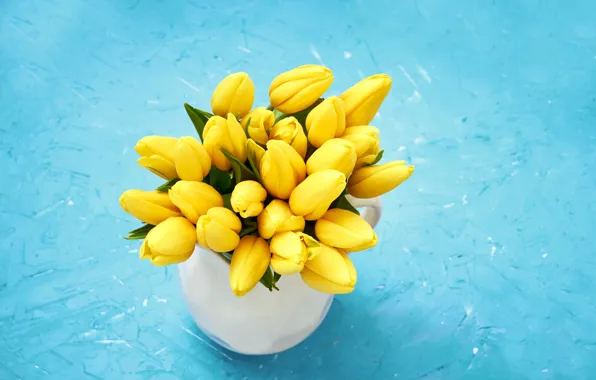 Картинка цветы, букет, желтые, тюльпаны, fresh, yellow, flowers, tulips, spring