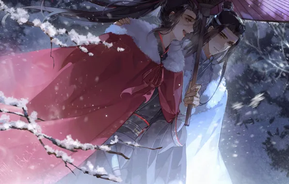 Картинка зима, снег, мужчины, Mo Dao Zu Shi, Wangji Lan, Wuxian Wei, by Aa820733