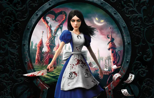 Картинка девушка, окно, нож, Alice: Madness Returns