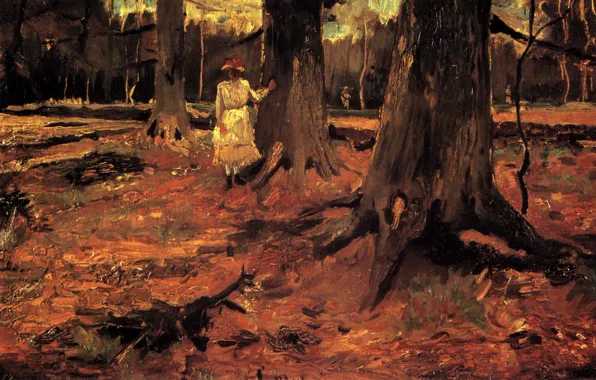 Картинка Vincent van Gogh, in the Woods, Girl in White