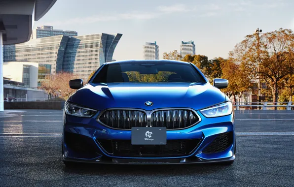 Картинка BMW, City, Light, Blue, Front, Coupe, xDrive, Face, 3D Design, BMW 8 Series, BMW M850i