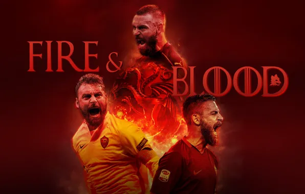 Картинка wallpaper, sport, fire, blood, football, player, AS Roma, Daniele De Rossi