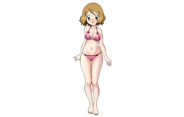 Картинка girl, sexy, cleavage, boobs, anime, beautiful, short hair, pretty, erotic, blonde, pokemon, swimsuit, breasts, bikini, …