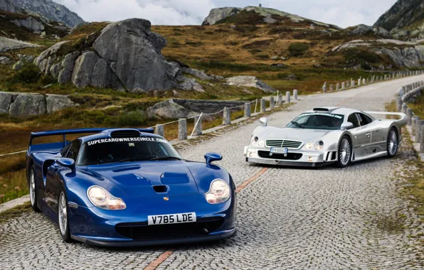 Картинка Mercedes-Benz, Porsche, GTR, Porsche 911, CLK, 1997, Sports car, GT1, Mercedes-Benz CLK GTR AMG Coupe, …