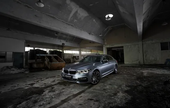 Картинка серый, BMW, седан, помещение, 530i, 5er, четырёхдверный, 5-series, G30