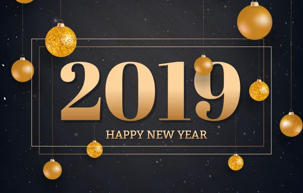 Картинка фон, золото, Новый Год, цифры, golden, New Year, Happy, 2019