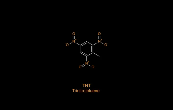 Картинка minimalism, oxygen, chemistry, black background, science, simple background, TNT, nitrogen, chemical structures, Trinitrotoluene