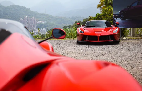 Картинка Ferrari, Red, Laferrari, Side mirror