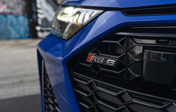 Картинка Audi, Blue, Lights, Face, Avant, RS6
