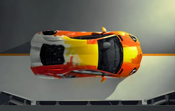 Картинка Lamborghini, спорткар, вид сверху, Aventador S, Skyler Grey