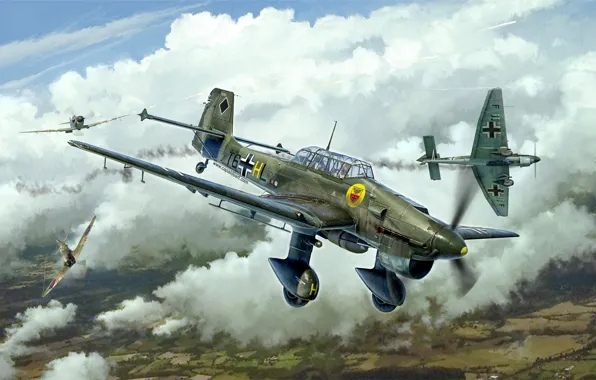 Картинка Германия, пикирующий бомбардировщик, Junkers, Битва за Британию, вермахт, люфтваффе, Штурмовик, Junkers Ju 87, Gianluca Capaldo, …