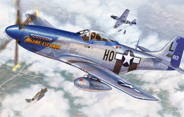 Картинка Mustang, P-51, North American, дальнего радиуса действия, американский одноместный истребитель