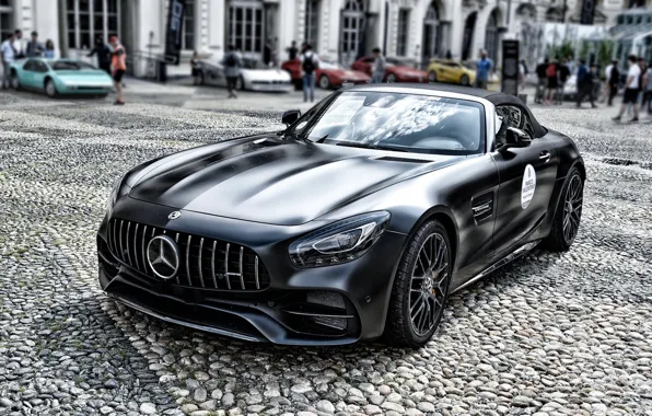 Картинка чёрный, родстер, спорткар, Mercedes-AMG GT