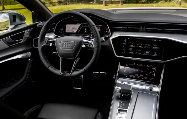 Картинка Audi, интерьер, приборы, салон, Audi A7, 2019, рулевое колесо, S7 Sportback