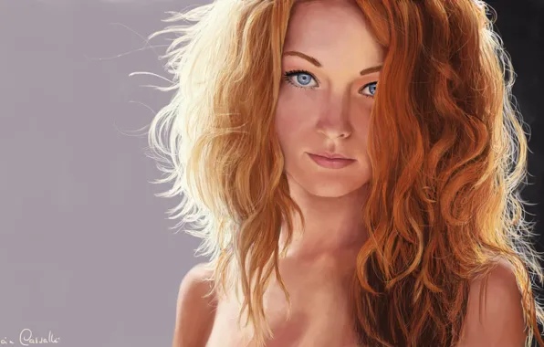 Картинка Девушка, Взгляд, Girl, Волосы, Глаза, Арт, Beautiful, Sexy, Art, Рыжая, Красотка, Eyes, Секси, Красивая, Redhead, …