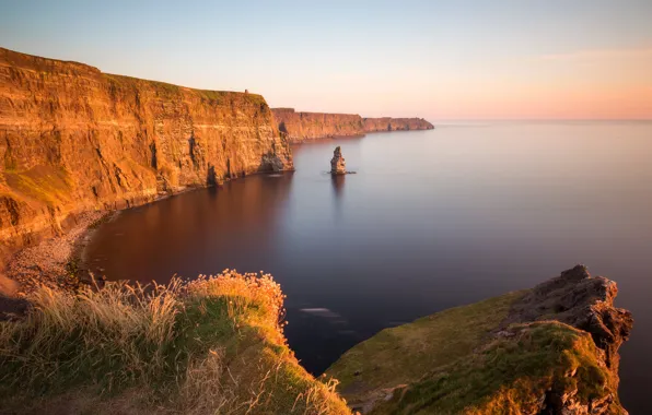 Картинка море, обрыв, океан, скалы, побережье, Ирландия, Ireland, Атлантический океан, Atlantic Ocean, Cliffs of Moher, Утёсы …