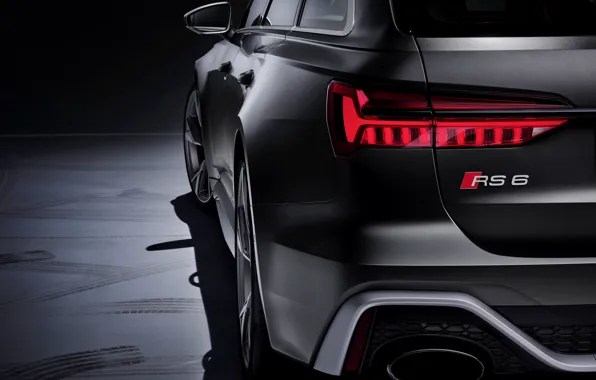 Картинка Audi, зад, фара, бампер, универсал, RS 6, 2020, 2019, тёмно-серый, V8 Twin-Turbo, RS6 Avant