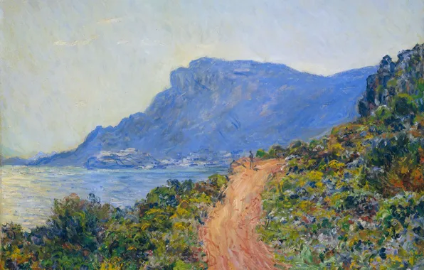 Картинка пейзаж, масло, картина, холст, Claude Monet, Клод Моне, 1884, Дорога Ла Корниш в Монако