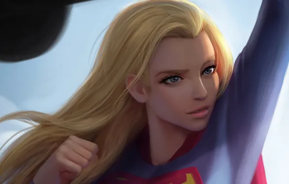 Картинка девушка, волосы, герой, костюм, Supergirl
