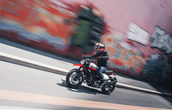 Картинка Шлем, Ducati, Мужчина, Байкер, 2022, Ducati Scrambler Urban Motard, Легкий мотоцикл, Easy bike
