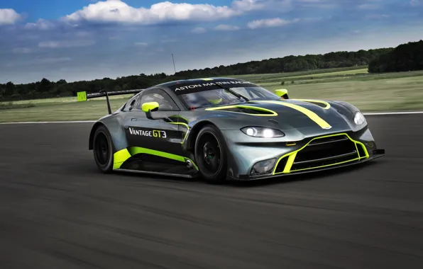Картинка Aston Martin, скорость, Vantage, гоночное авто, GT3, 2018
