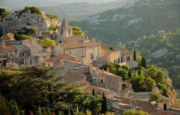 Картинка горы, Франция, городок, France, Прованс, Midi-Pyrenees, Les Baux-de-Provence