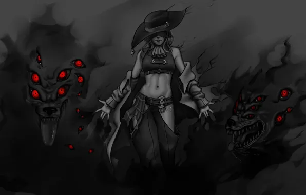 Картинка девушка, шляпа, арт, монстры, вампир