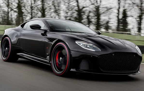 Картинка car, машина, Aston Martin, фары, чёрная, black, сорость, колёса, Aston Martin DBS, решётка радиатора, TAG …