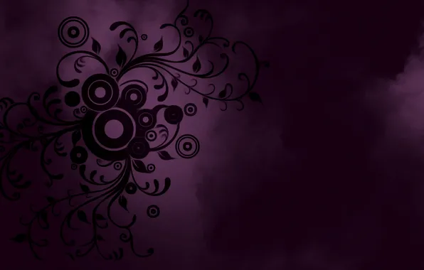 Картинка фиолетовый, круги, цветы, узоры, дым, минимализм
