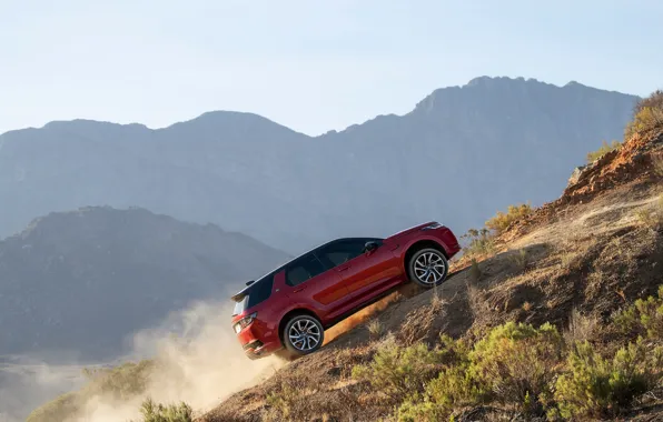 Картинка горы, пыль, Land Rover, подъём, кроссовер, SUV, 2020, Discovery Sport