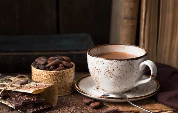 Картинка чашка, плитка шоколада, какао, бобы, Natasha Breen