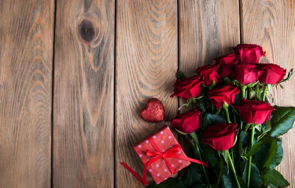 Картинка стол, подарок, розы, букет, красные, wood
