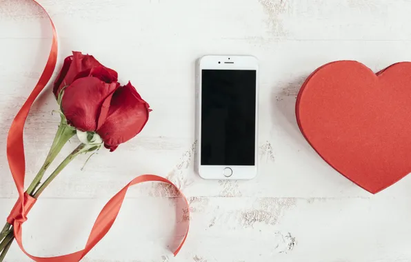 Картинка розы, телефон, Праздник, сердечко, день влюбленных