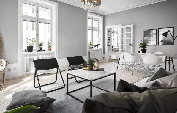 Картинка дизайн, интерьер, гостиная, столовая, скандинавский стиль, Apartment in Stockholm, by Stylingbolaget